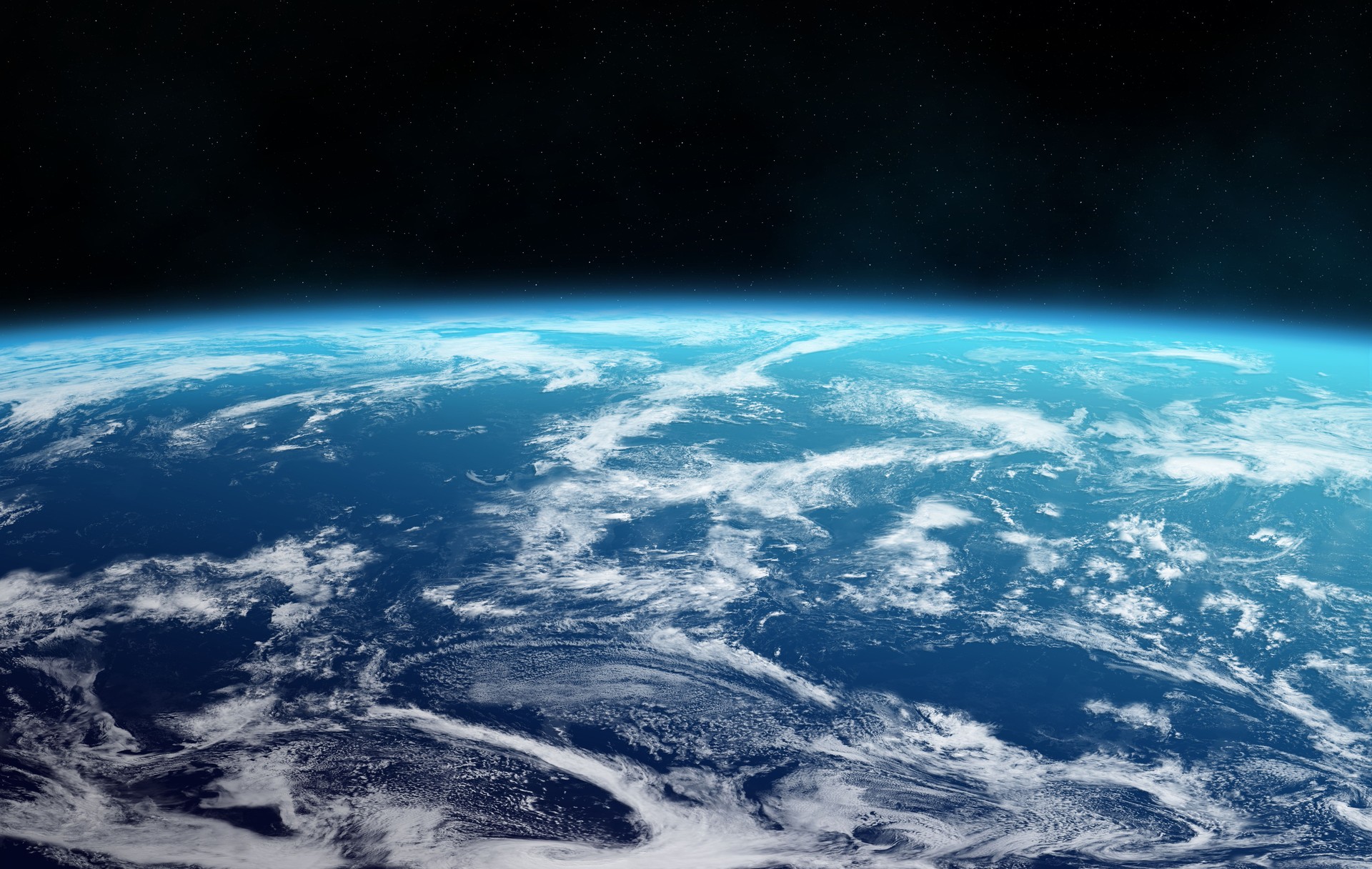 Panoramic view of the Earth. Space banner template.